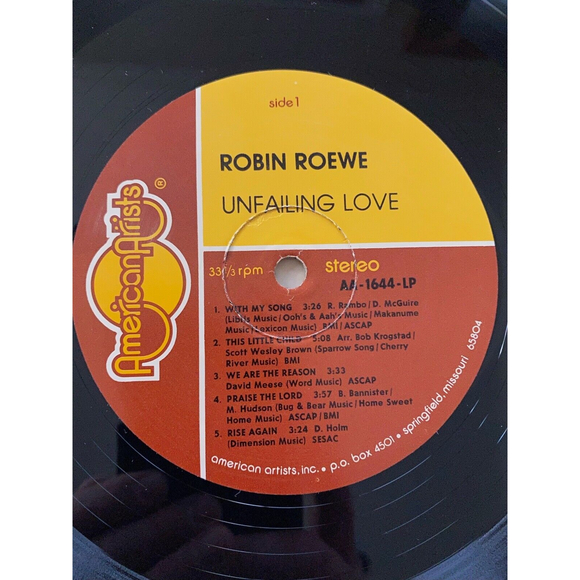 Robin Roewe Sings Unfailing Love LP American Artists AA-1644 VG+ Vinyl Record - Picture 5 of 7
